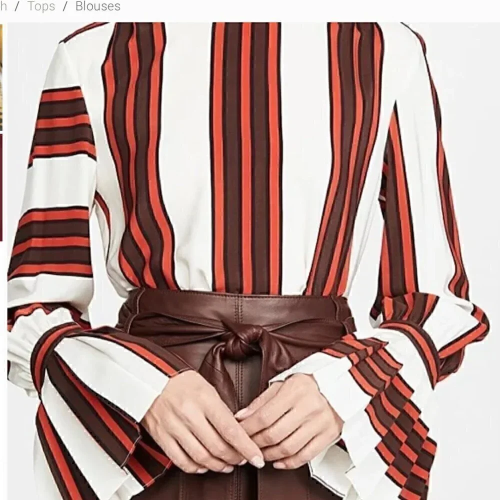 Tory Burch Silk Top Frill Sleeve Blouse NWT 0
